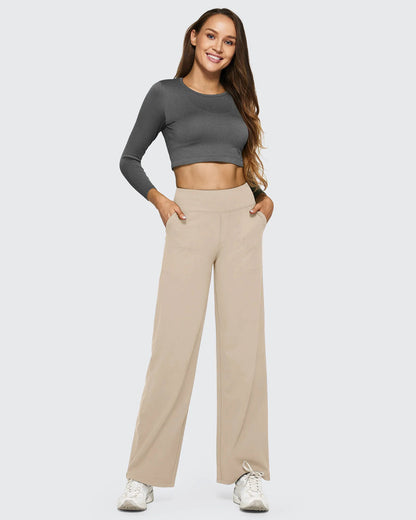 Women's Stretch High Waist Flare Pants – Casual Office Wear