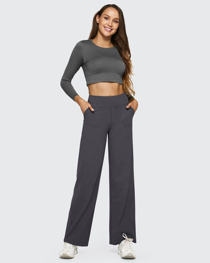 Women's Stretch High Waist Flare Pants – Casual Office Wear