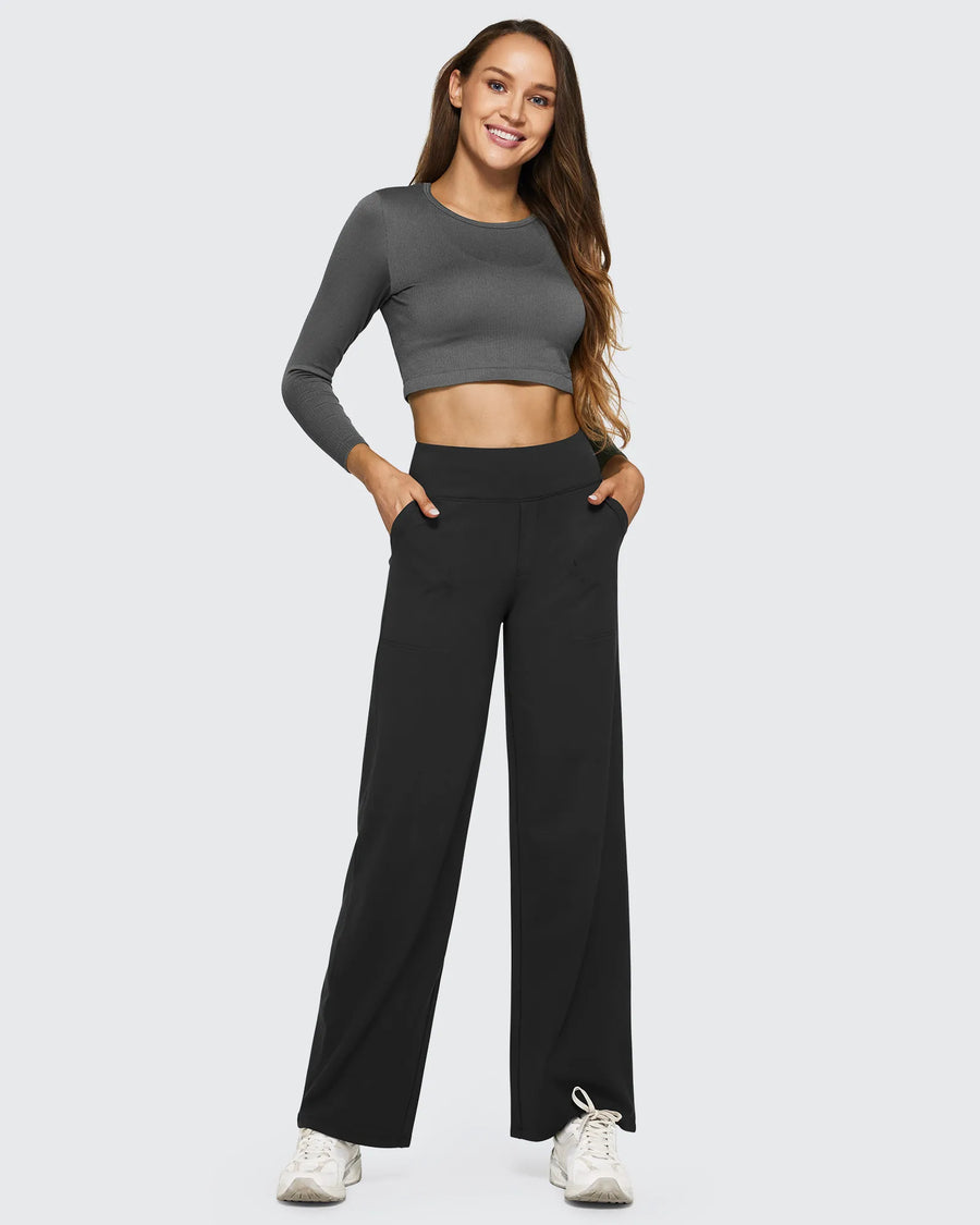 Women's Stretch High Waist Flare Pants – Casual Office Wear